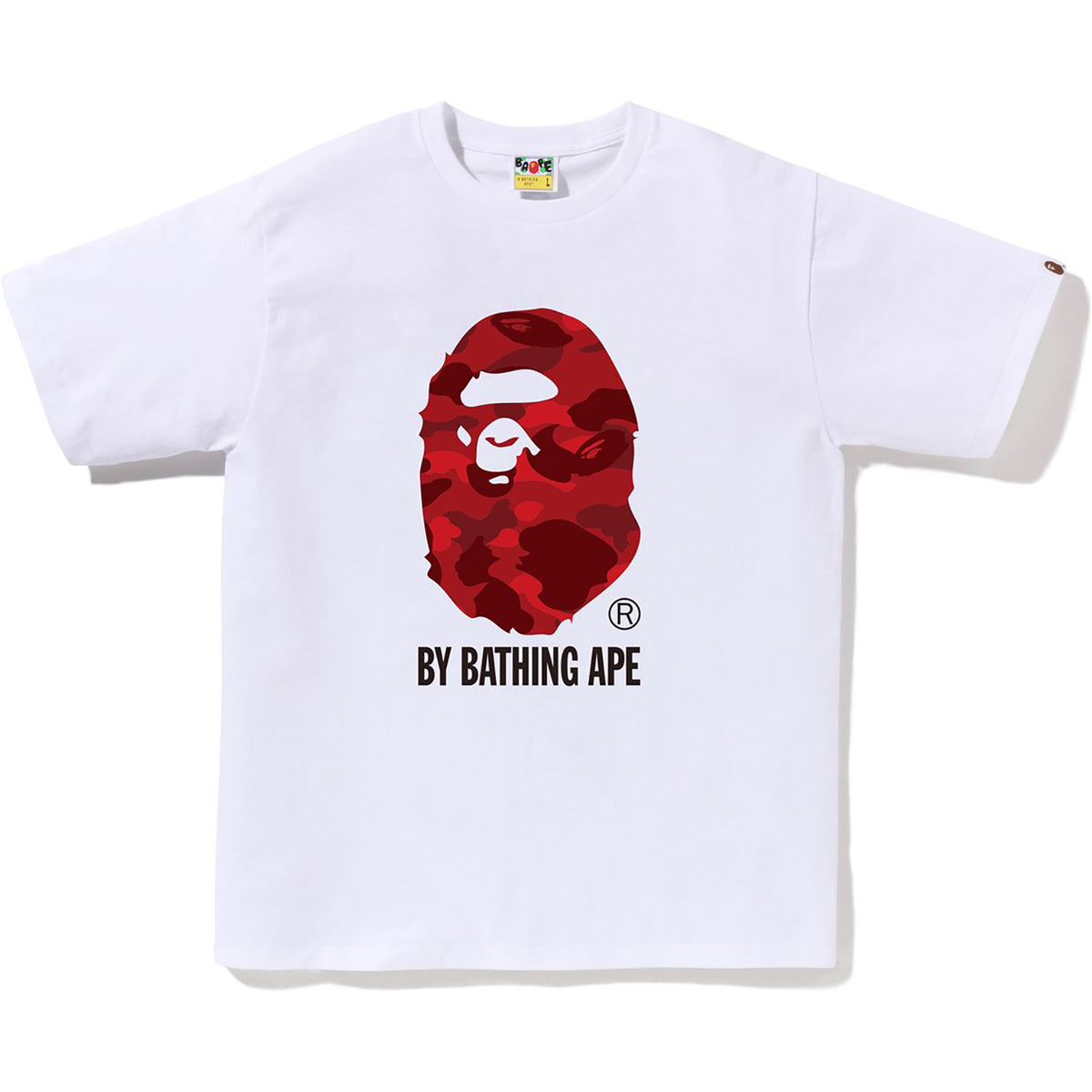 BAPE Pink Fire Camo Ape Head Tee - White