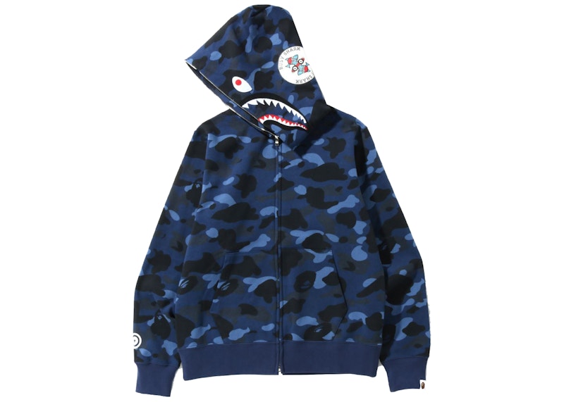 Color Camo Navy Busy Shark Zip