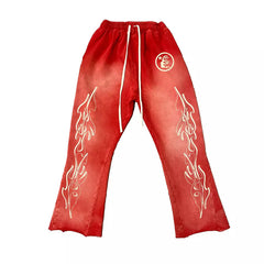 Hellstar Flame Flare Sweatpants - Red