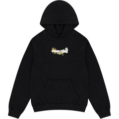 Embroidered Floral Logo Hoodie - Black