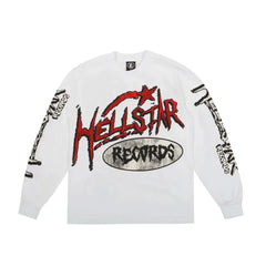 Hellstar Studios Records Long Sleeve Tee Shirt - White