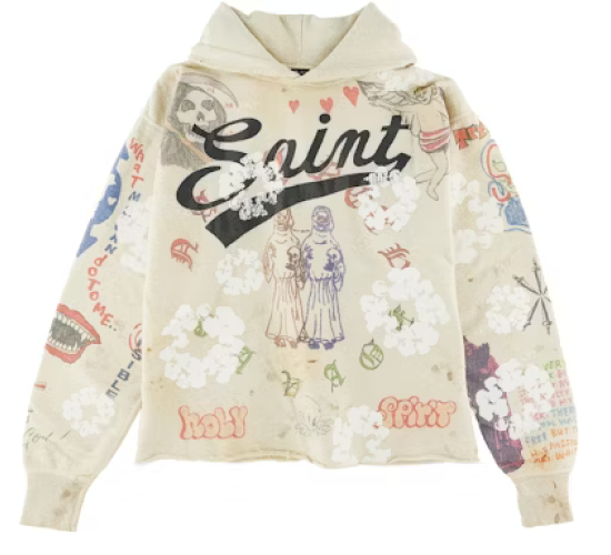 Saint Michael x Denim Tears Graffiti Hoodie - Cream