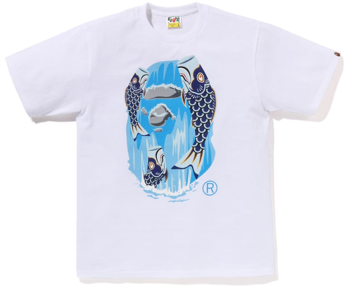 Koinobori Waterfall Ape Head Tee White