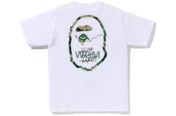 BAPE Woodland Camo WGM Ape Head Tee - White