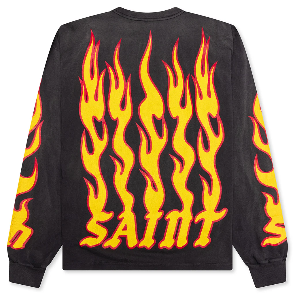 Saint Michael x Soul on Fire L/S Tee - Black