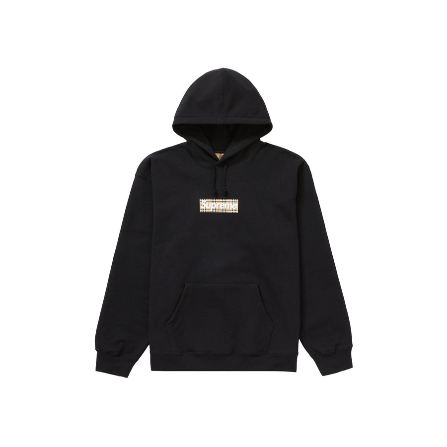 Supreme Burberry Box Logo Hooded Sweatshirt - Black