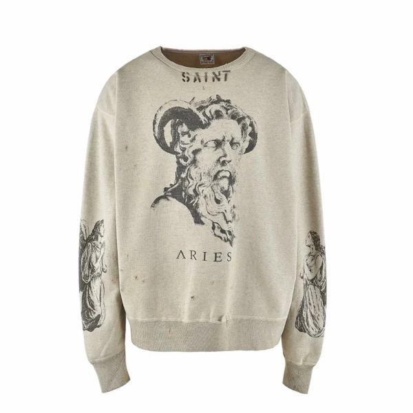 Saint Michael x Saint Aries Crewneck - Cream