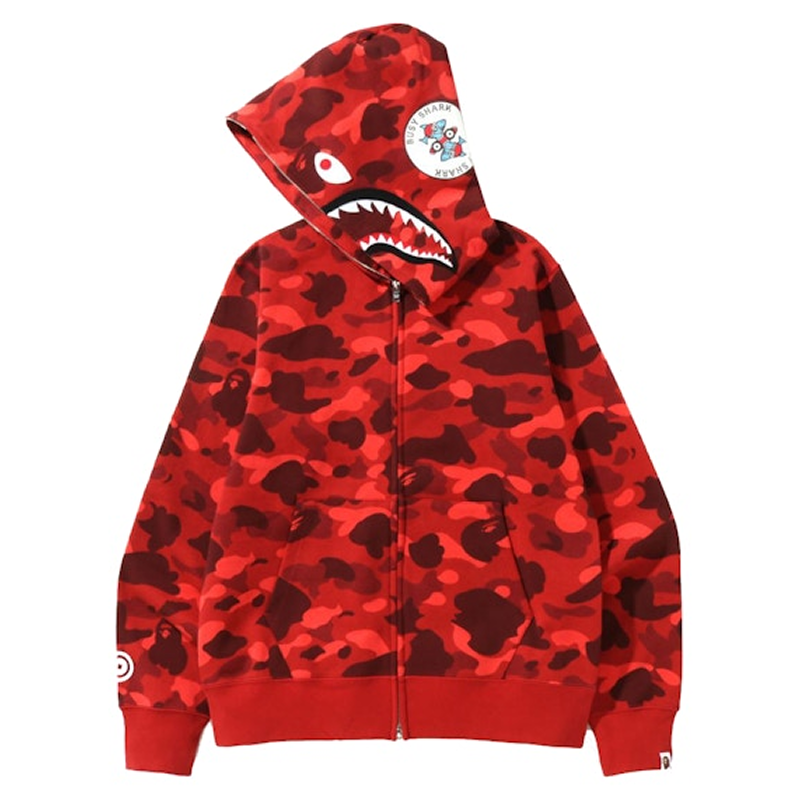 Color Camo Red Busy Shark zip