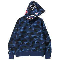 Color Camo Navy Busy Shark Zip