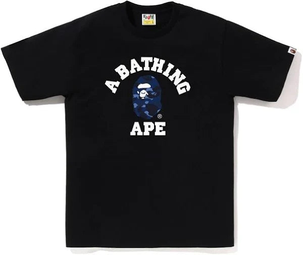 BAPE Layered Line Camo College Tee - Black/Black