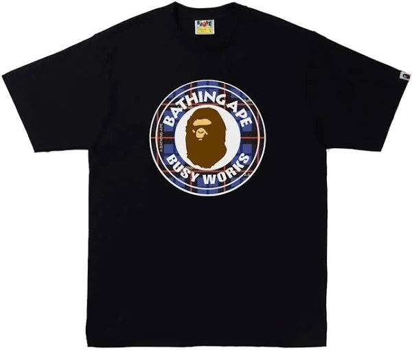 BAPE Logo Check Busy Works Tee - Blue/Black