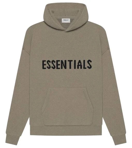 Taupe Fear of God Essentials Knit Pullover Hoodie (SS21)