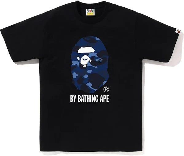 Bape Navy Color Camo Ape Head Tee- Black