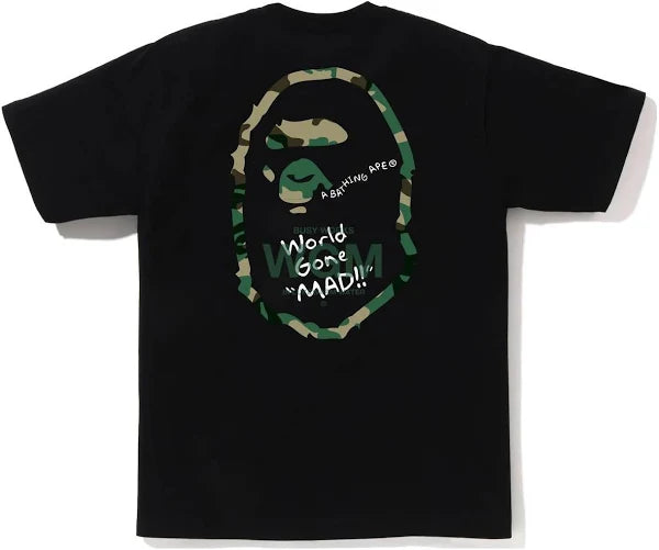 BAPE Woodland Camo WGM Ape Head Tee - Black